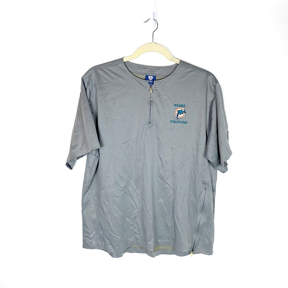 Vintage Reebok‎ Miami Dolphins Player Issue Half Zip Shirt Sz XL